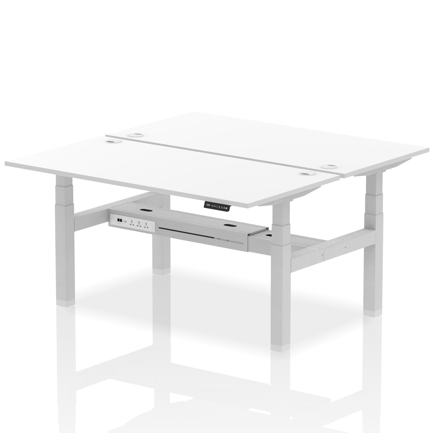 Air Back-to-Back Height Adjustable Bench Desk - 2 Person dynamic  Desk Top  White Width 160cm