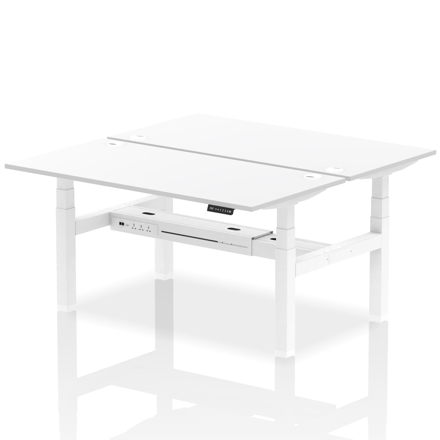 Air Back-to-Back Height Adjustable Bench Desk - 2 Person dynamic  Desk Top  White Width 160cm