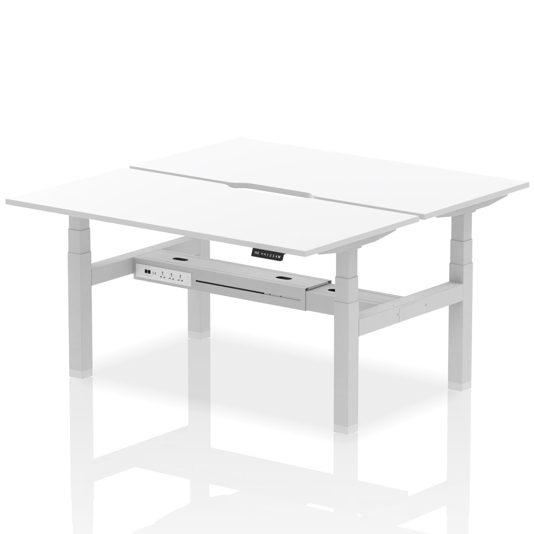 Air Back-to-Back Scalloped Edge Height Adjustable Bench Desk - 2 Person dynamic  Desk Top  White Width 160cm