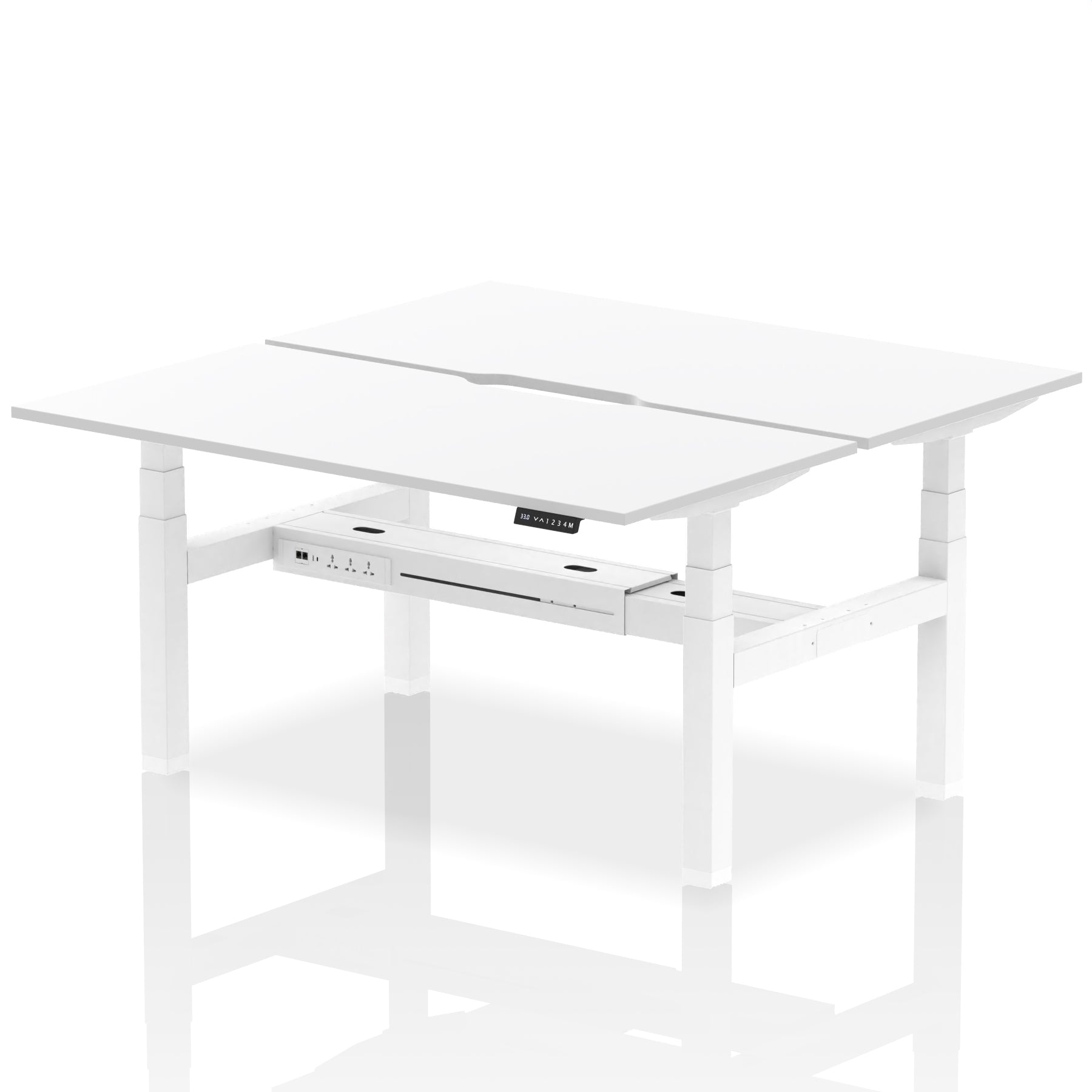 Air Back-to-Back Scalloped Edge Height Adjustable Bench Desk - 2 Person dynamic  Desk Top  White Width 160cm
