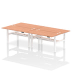 Air Back-to-Back Height Adjustable Bench Desk - 4 Person dynamic  Desk Top  Beech Width 160cm