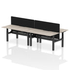 Air Back-to-Back curve Edge Height Adjustable Bench Desk - 4 Person Black Screen dynamic  Desk Top  Grey Oak Width 160cm