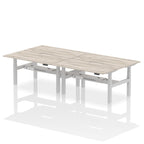 Air Back-to-Back Scalloped Edge Height Adjustable Bench Desk - 4 Person dynamic  Desk Top  Grey Oak Width 160cm