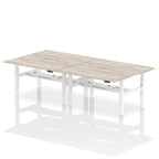 Air Back-to-Back Scalloped Edge Height Adjustable Bench Desk - 4 Person dynamic  Desk Top  Grey Oak Width 160cm