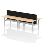 Air Back-to-Back Height Adjustable Bench Desk - 4 Person with Black Straight Screen dynamic  Desk Top  Maple Width 160cm