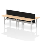 Air Back-to-Back curve Edge Height Adjustable Bench Desk - 4 Person Black Screen dynamic  Desk Top  Maple Width 160cm