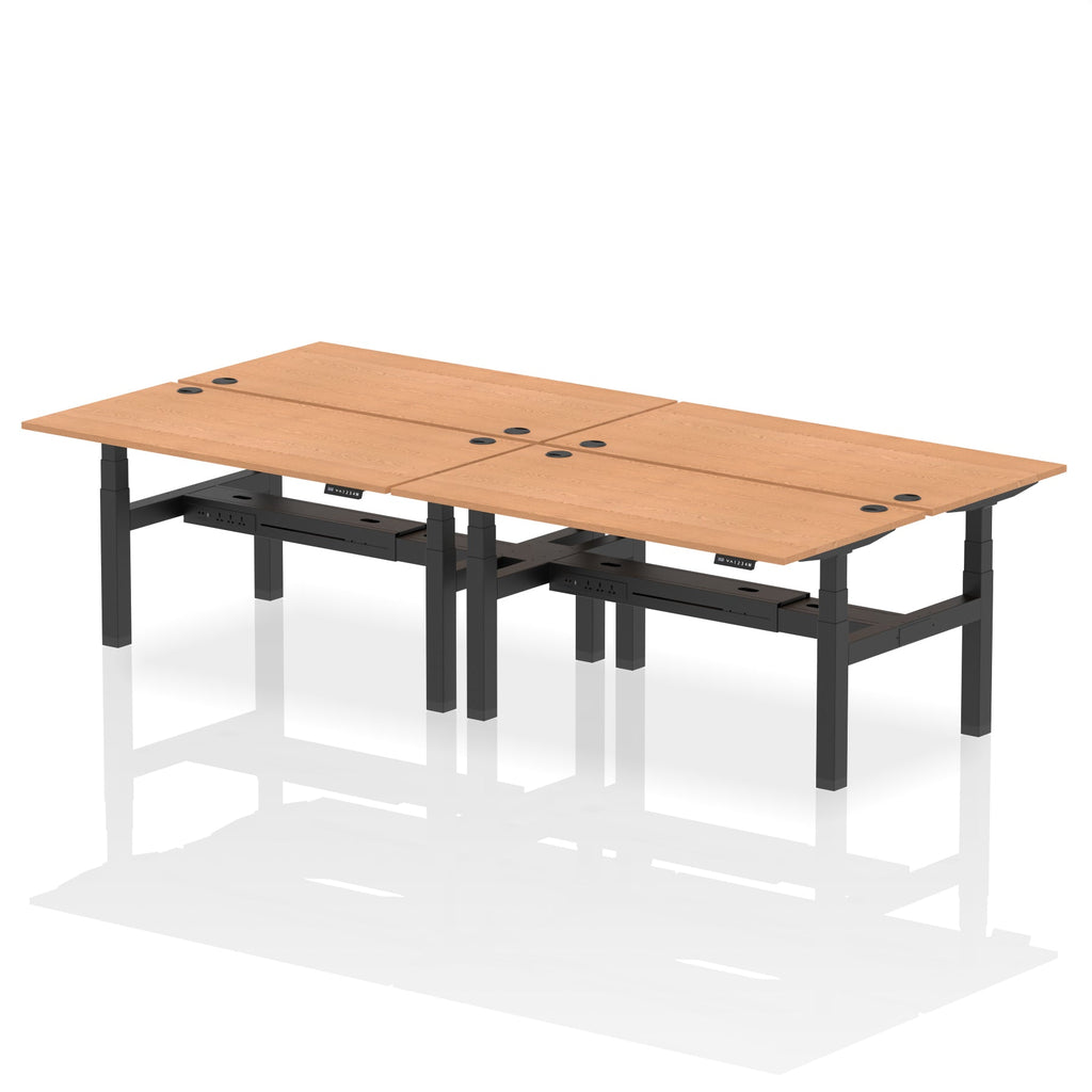 Air Back-to-Back Height Adjustable Bench Desk - 4 Person dynamic  Desk Top  Oak Width 160cm