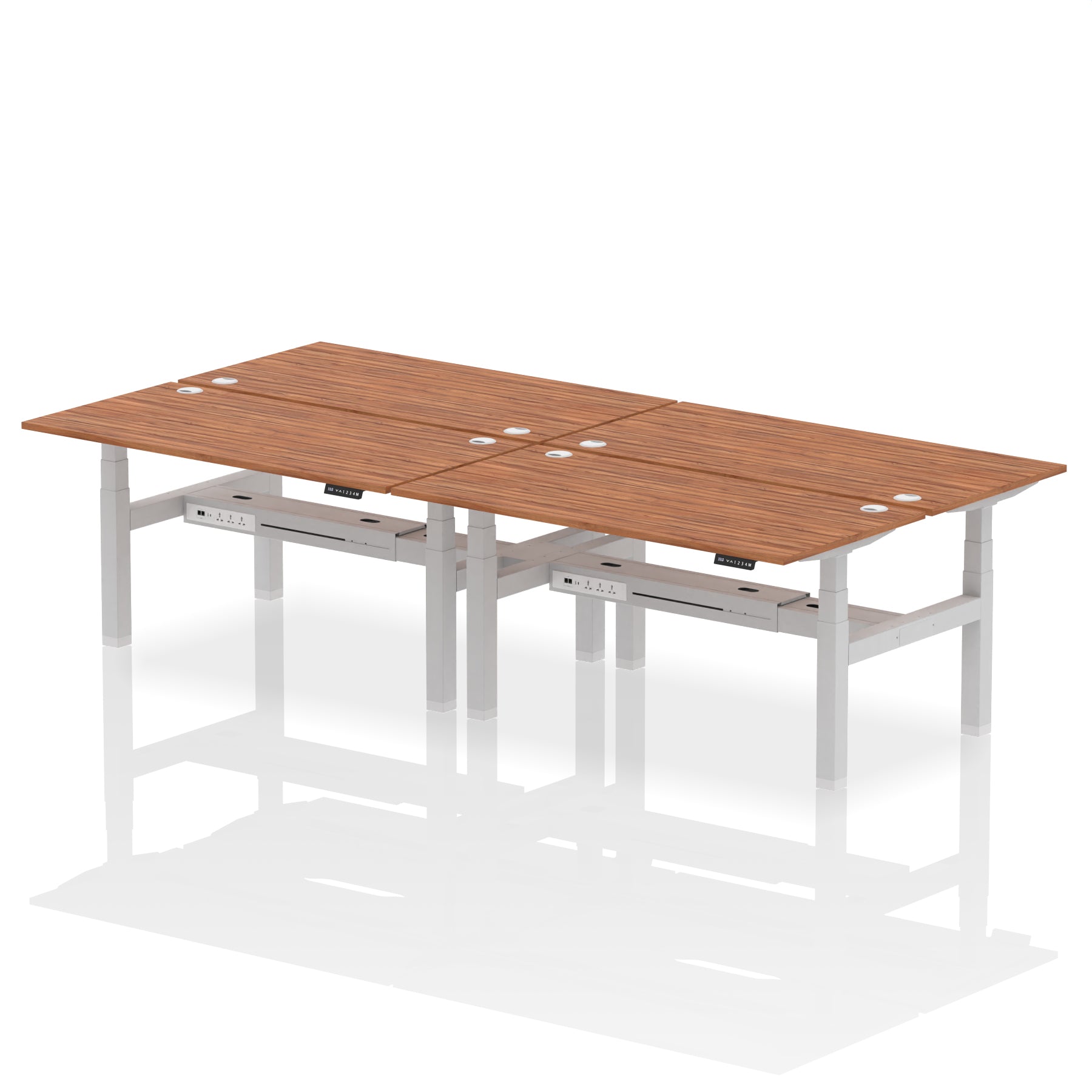 Air Back-to-Back Height Adjustable Bench Desk - 4 Person dynamic  Desk Top  Oak Width 160cm