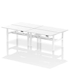 Air Back-to-Back Height Adjustable Bench Desk - 4 Person dynamic  Desk Top  White Width 160cm