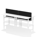 Air Back-to-Back Height Adjustable Bench Desk - 4 Person with Black Straight Screen dynamic  Desk Top  White Width 160cm