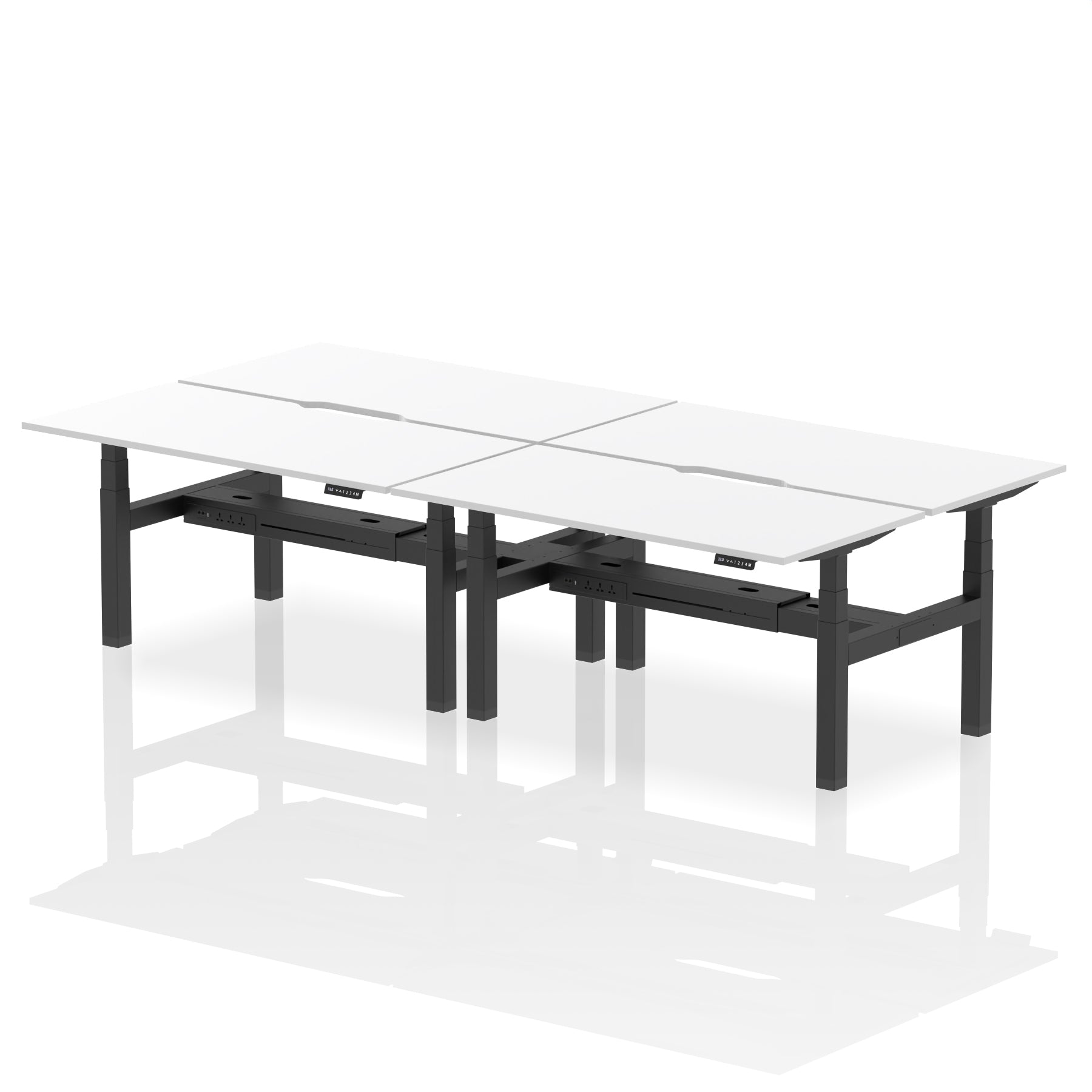 Air Back-to-Back Scalloped Edge Height Adjustable Bench Desk - 4 Person dynamic  Desk Top  White Width 160cm
