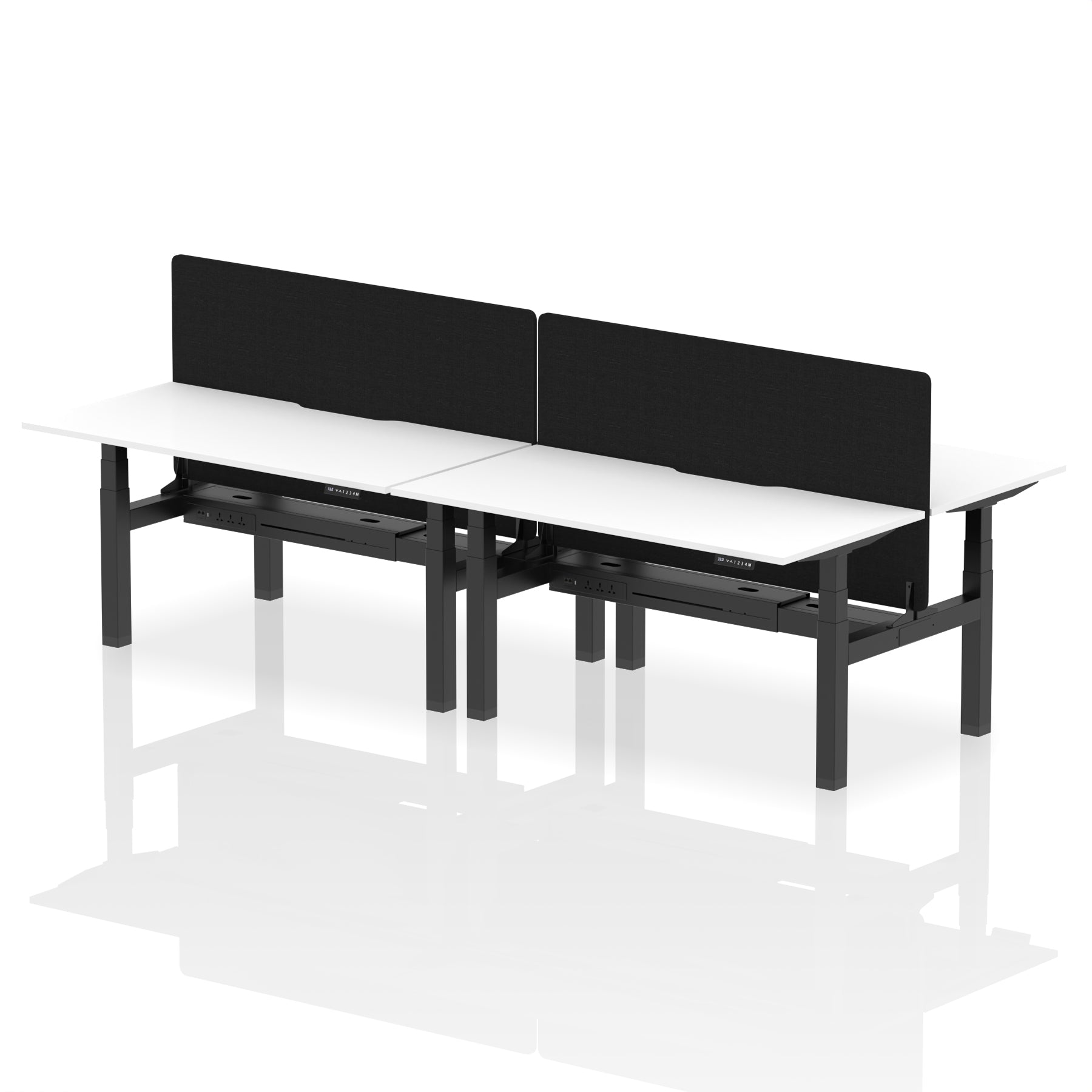 Air Back-to-Back curve Edge Height Adjustable Bench Desk - 4 Person Black Screen dynamic  Desk Top  White Width 160cm