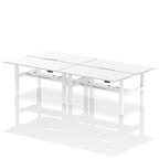 Air Back-to-Back Scalloped Edge Height Adjustable Bench Desk - 4 Person dynamic  Desk Top  White Width 160cm