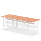 Air Back-to-Back Scalloped Edge Height Adjustable Bench Desk - 6 Person dynamic  Desk Top  Beech Width 160cm