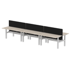 Air Back-to-Back Height Adjustable Bench Desk - 6 Person Black Screen dynamic  Desk Top  Grey Oak Width 160cm