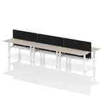 Air Back-to-Back Height Adjustable Bench Desk - 6 Person Black Screen dynamic  Desk Top  Grey Oak Width 160cm