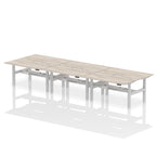 Air Back-to-Back Scalloped Edge Height Adjustable Bench Desk - 6 Person dynamic  Desk Top  Grey Oak Width 160cm