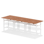 Air Back-to-Back Scalloped Edge Height Adjustable Bench Desk - 6 Person dynamic  Desk Top  Walnut Width 160cm