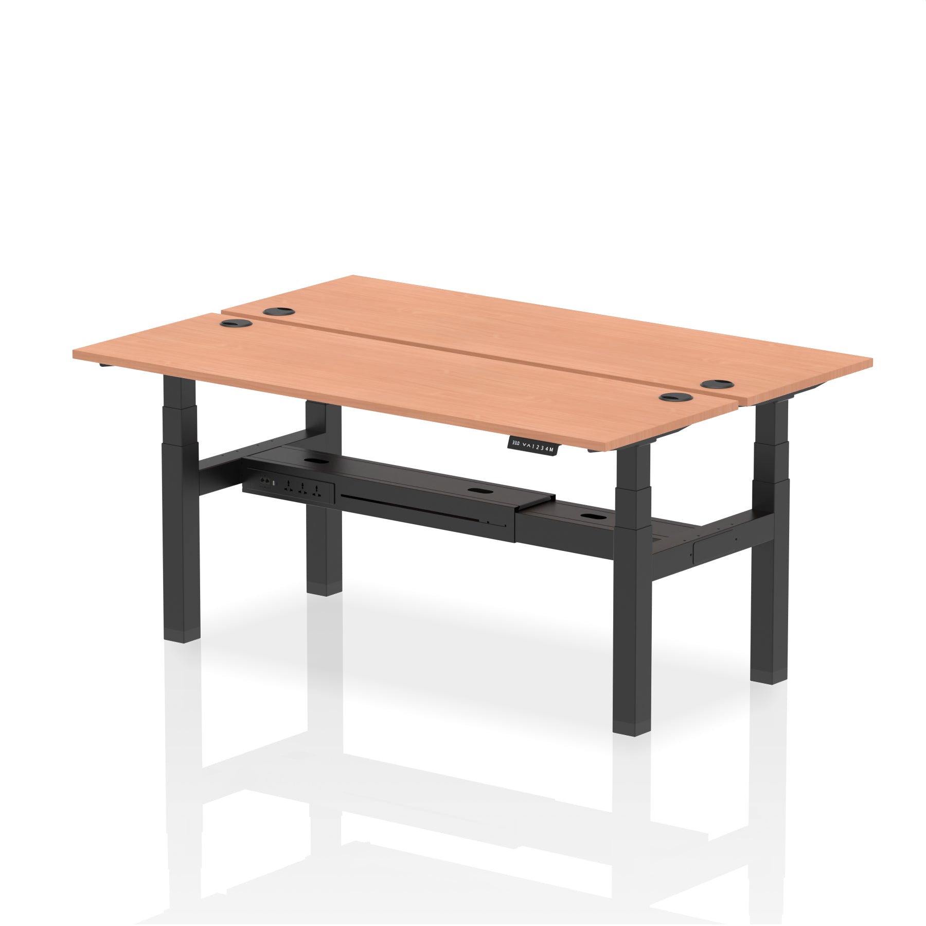 Air Back-to-Back Slimline Height Adjustable Bench Desk - 2 Person dynamic  Desk Top  Beech Width 180cm