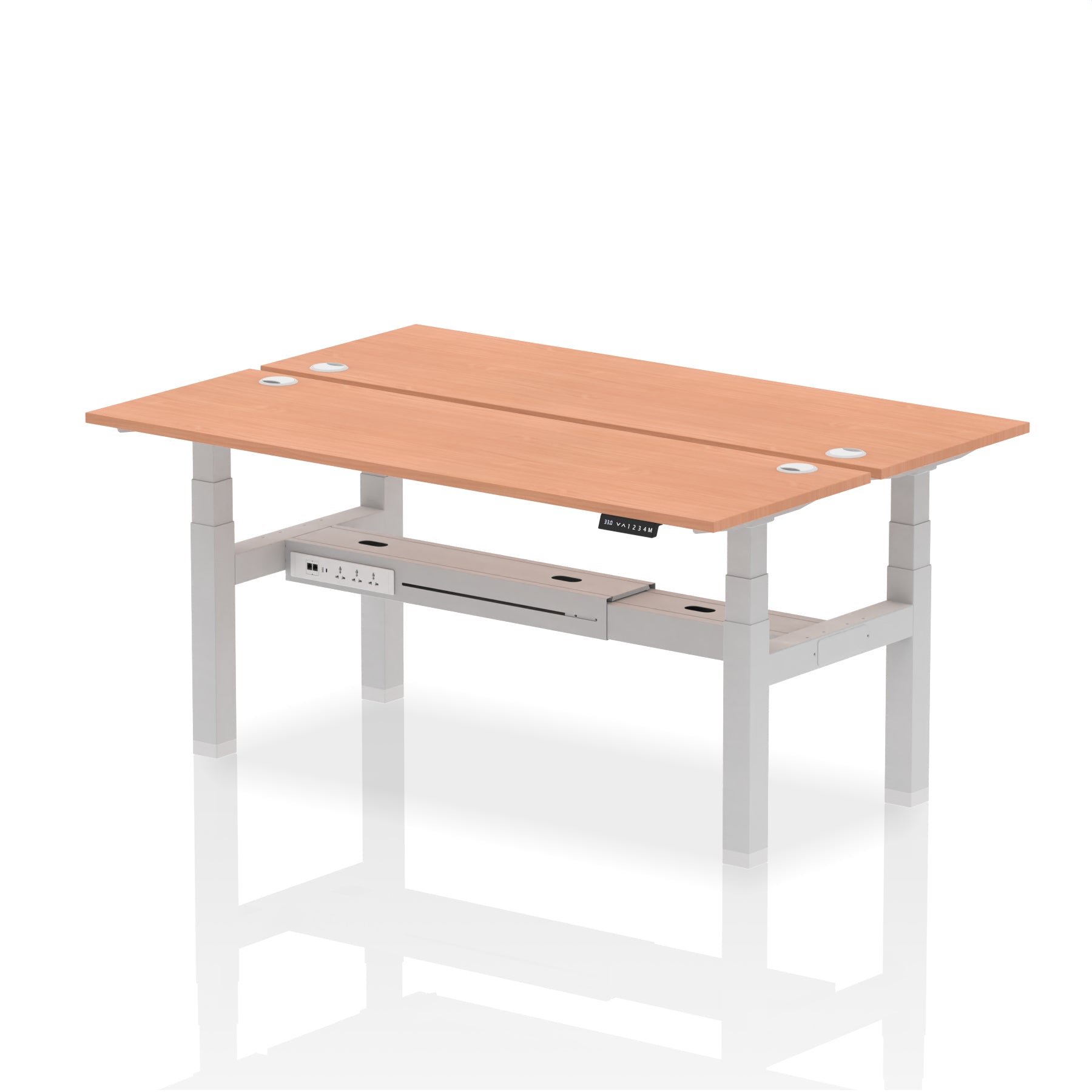 Air Back-to-Back Slimline Height Adjustable Bench Desk - 2 Person dynamic  Desk Top  Beech Width 180cm