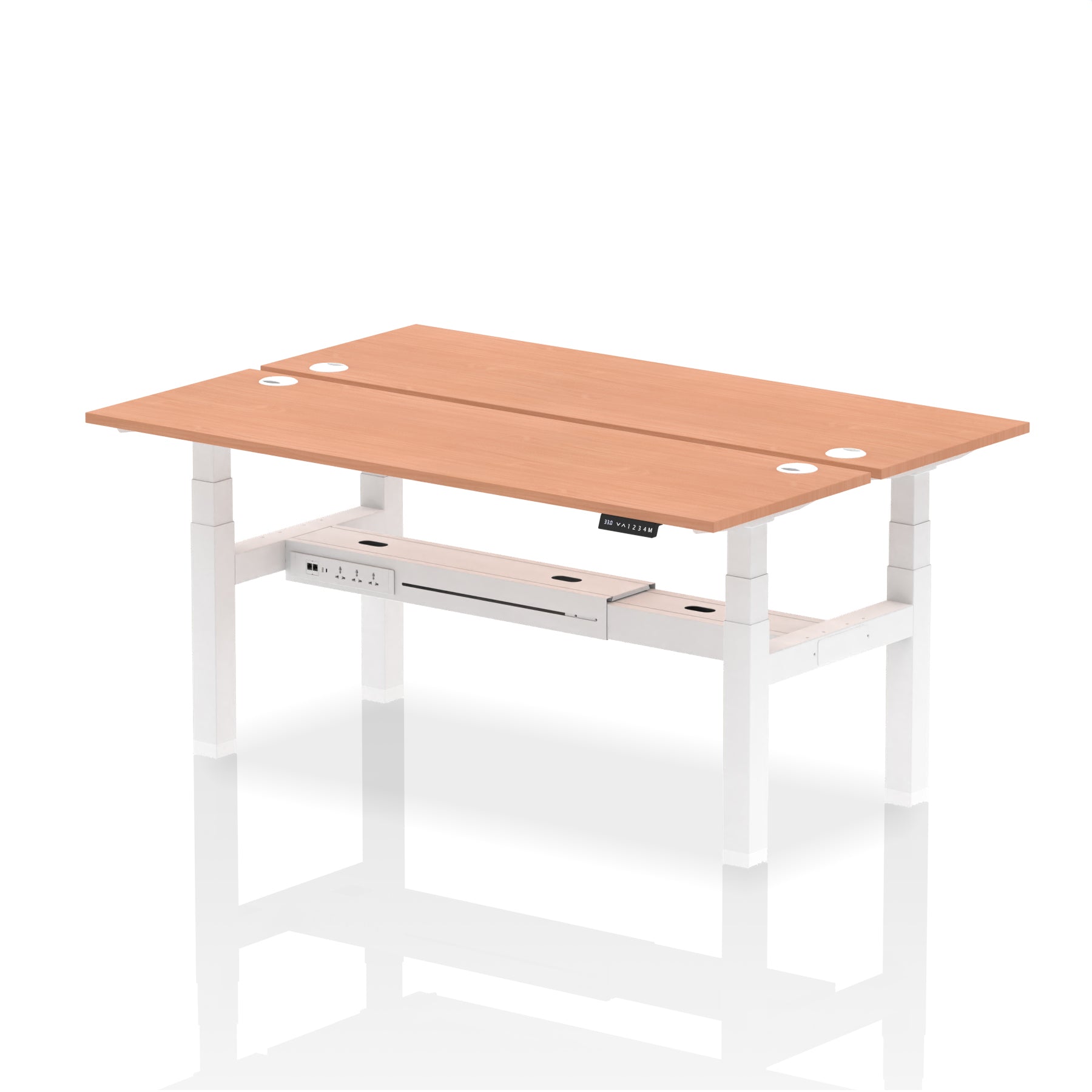 Air Back-to-Back Slimline Height Adjustable Bench Desk - 2 Person dynamic  Desk Top  Beech Width 180cm