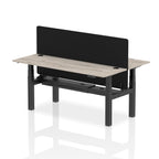 Air Back-to-Back Height Adjustable Bench Desk - 2 Person Black Screen dynamic  Desk Top  Grey Oak Width 180cm