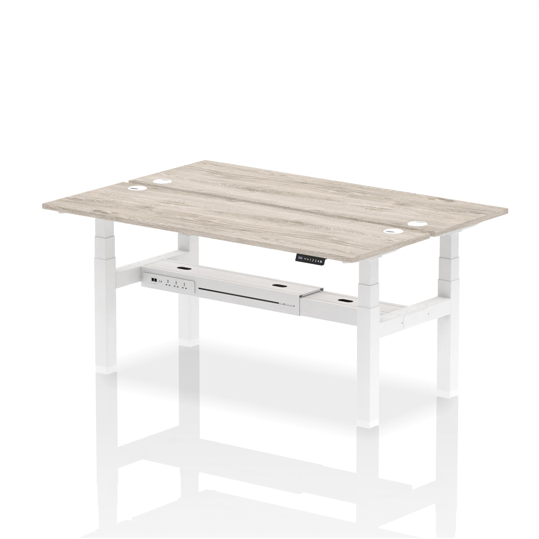 Air Back-to-Back Slimline Height Adjustable Bench Desk - 2 Person dynamic  Desk Top  Grey Oak Width 180cm