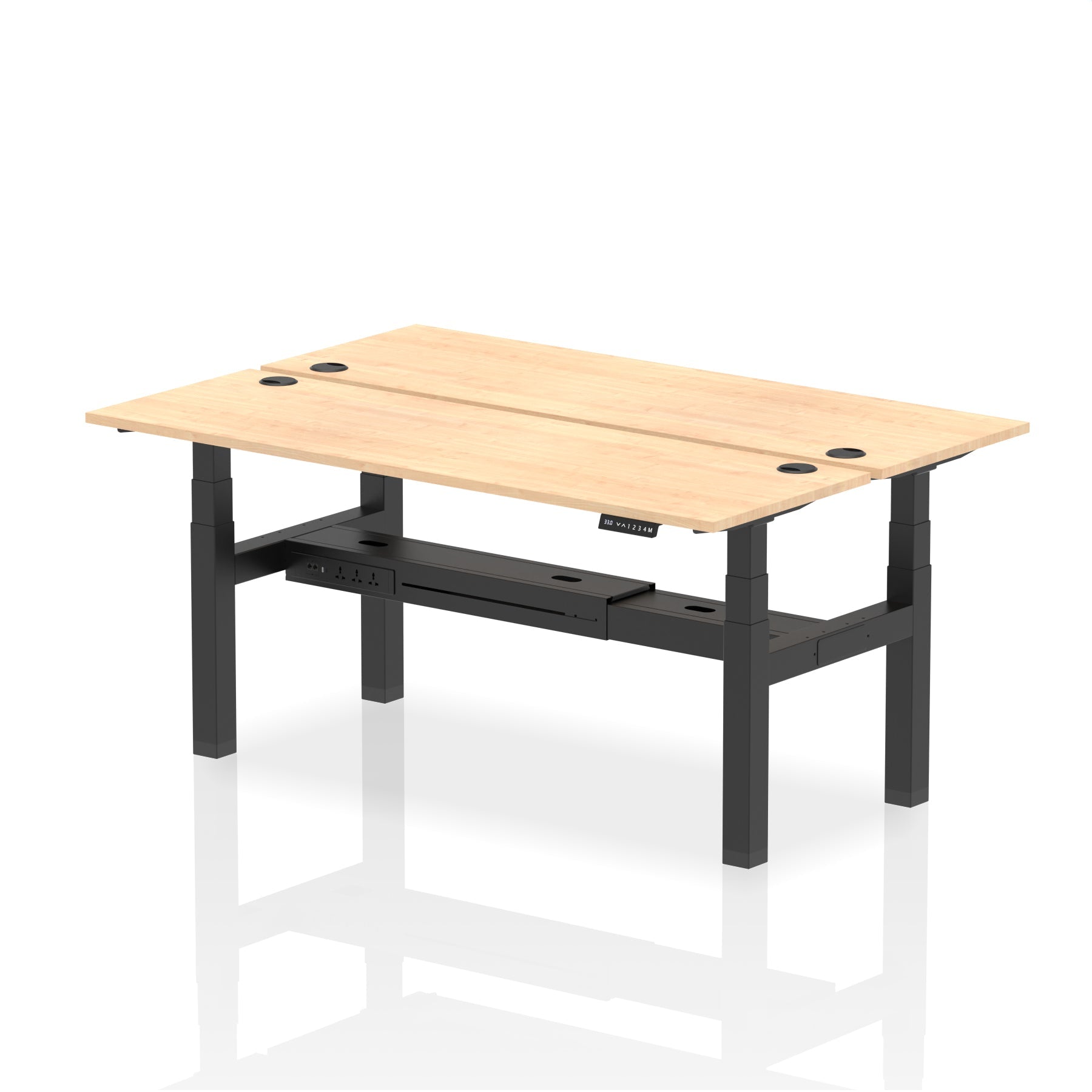Air Back-to-Back Slimline Height Adjustable Bench Desk - 2 Person dynamic  Desk Top  Maple Width 180cm