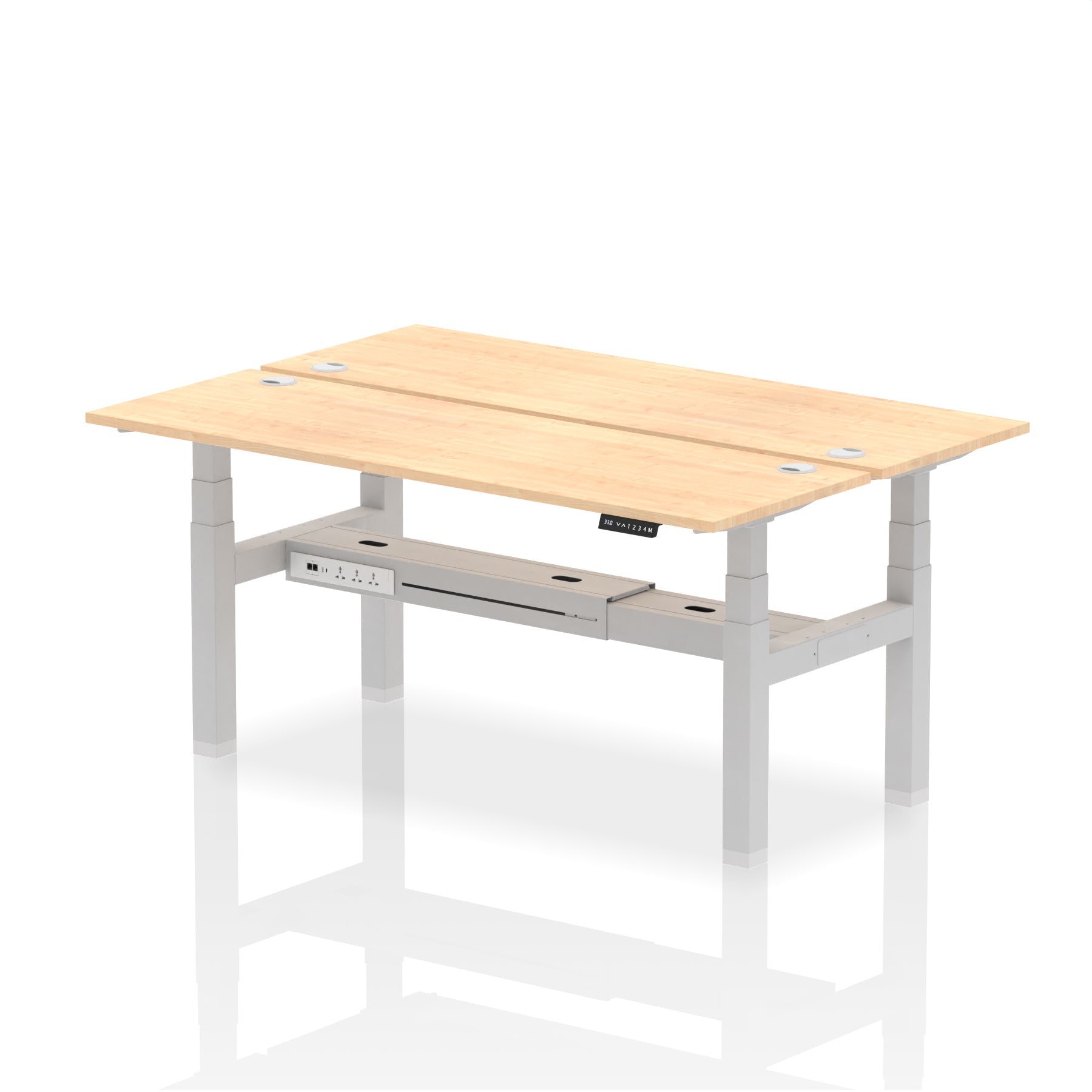 Air Back-to-Back Slimline Height Adjustable Bench Desk - 2 Person dynamic  Desk Top  Maple Width 180cm