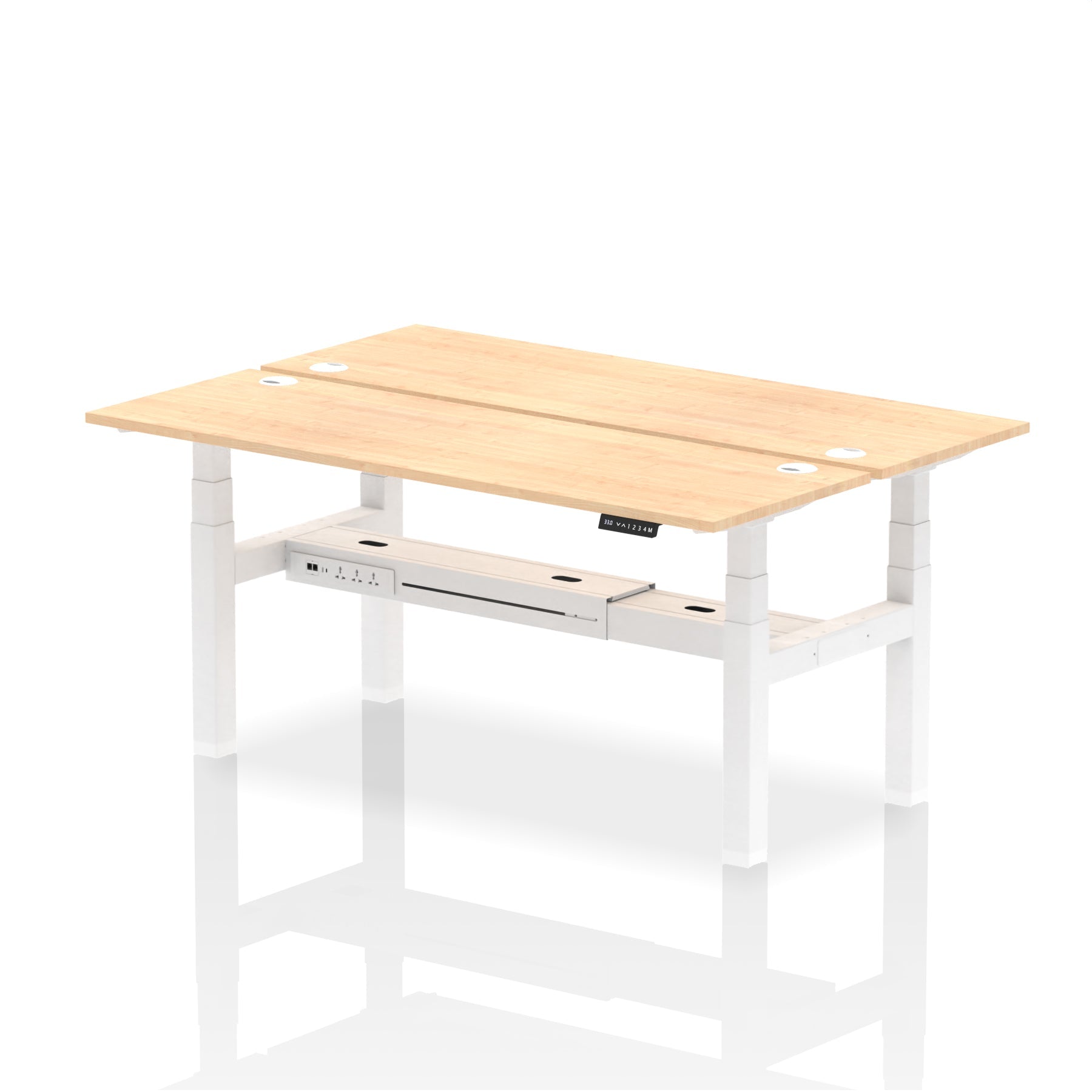 Air Back-to-Back Slimline Height Adjustable Bench Desk - 2 Person dynamic  Desk Top  Maple Width 180cm
