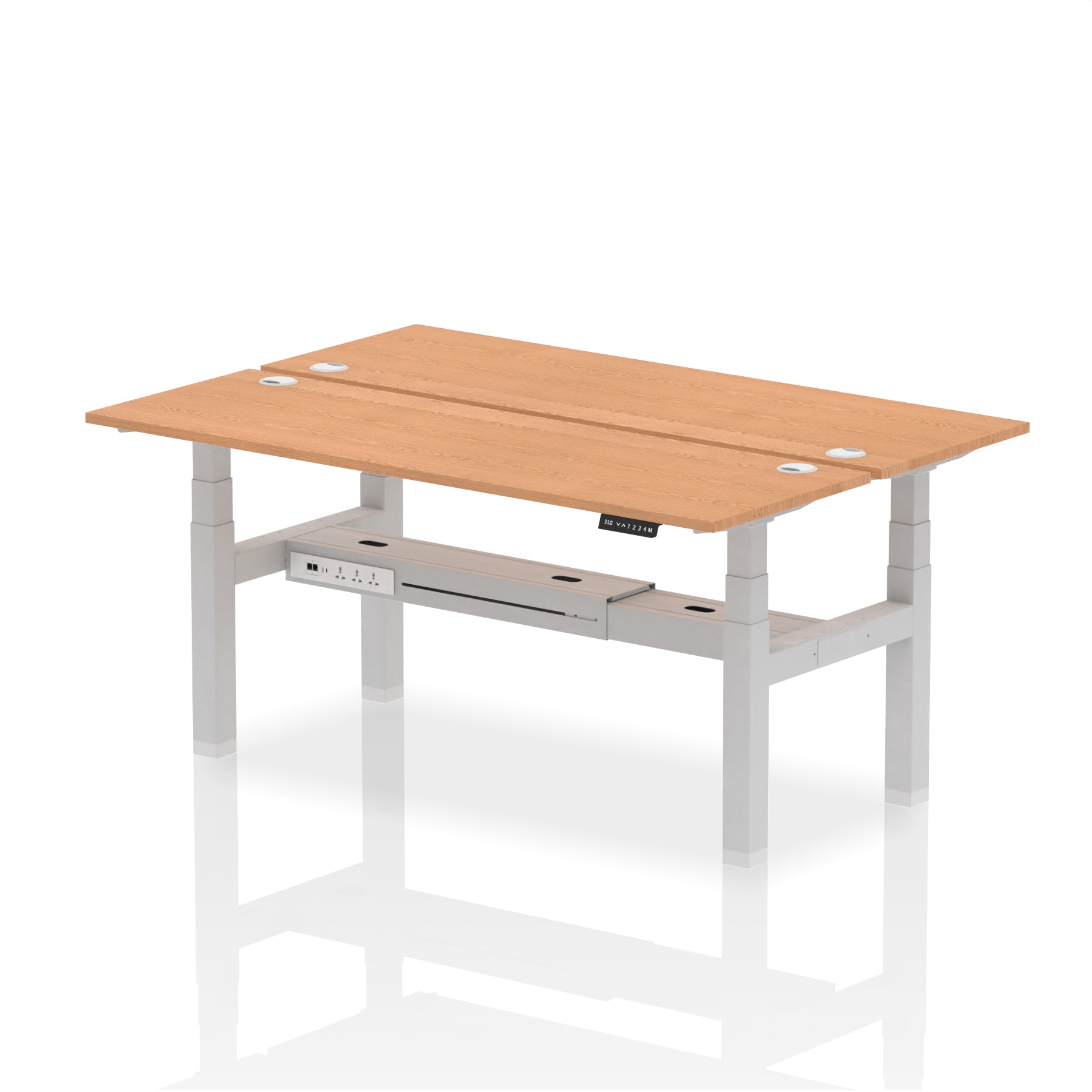 Air Back-to-Back Slimline Height Adjustable Bench Desk - 2 Person dynamic  Desk Top  Oak Width 180cm