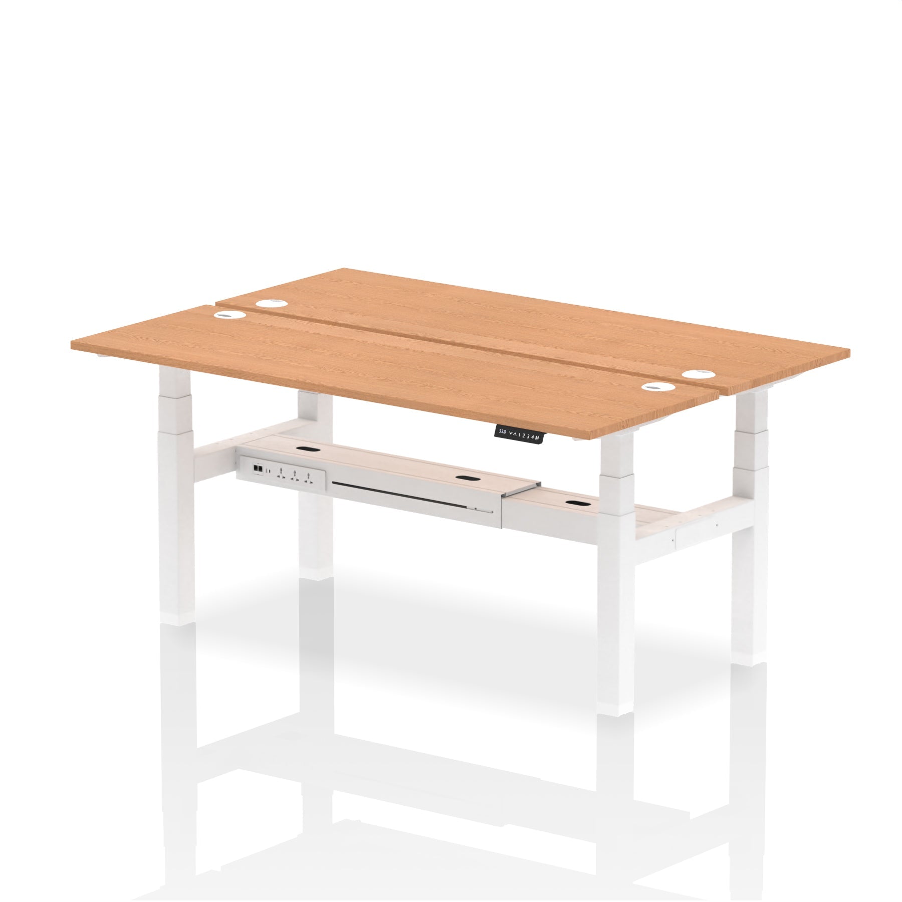 Air Back-to-Back Slimline Height Adjustable Bench Desk - 2 Person dynamic  Desk Top  Oak Width 180cm