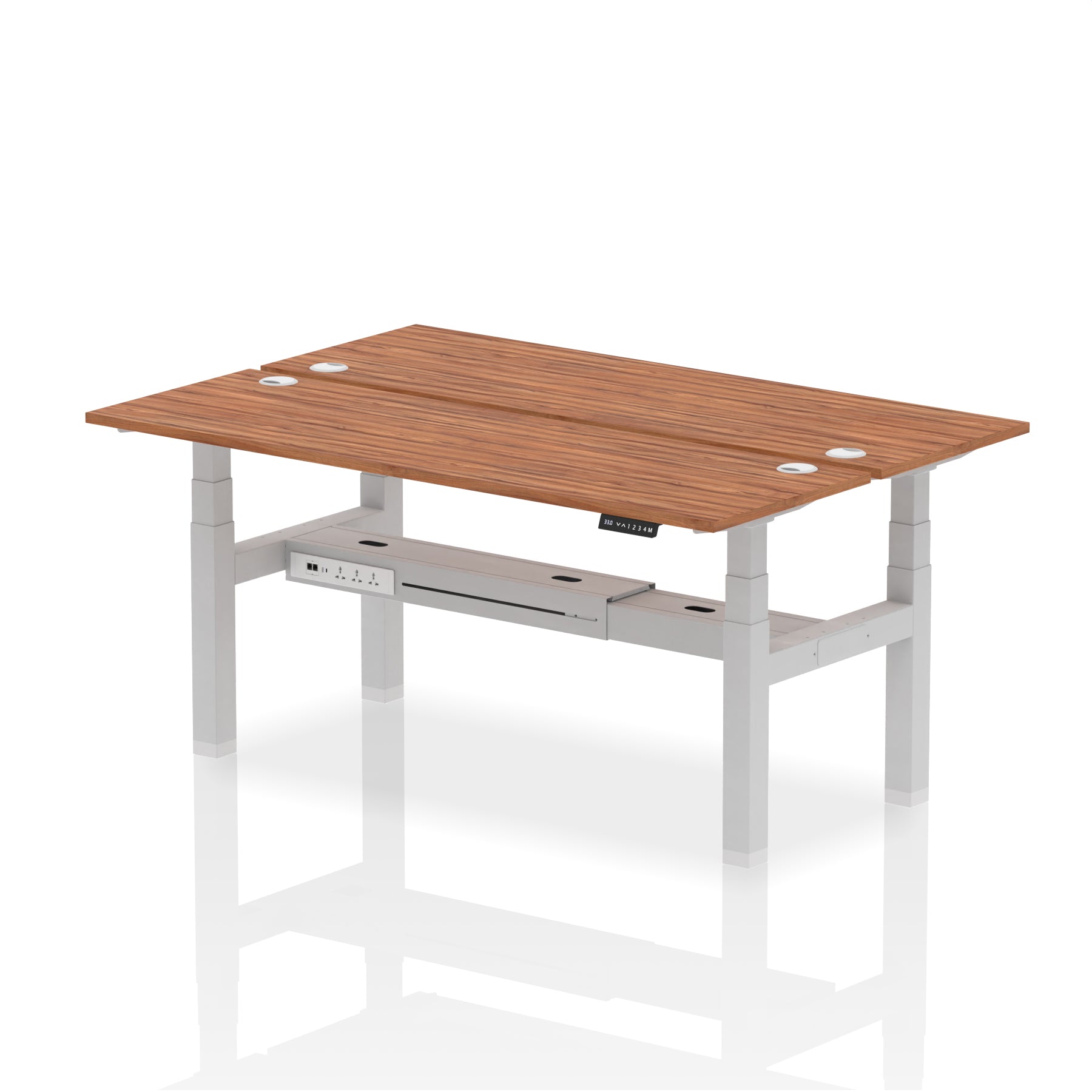Air Back-to-Back Slimline Height Adjustable Bench Desk - 2 Person dynamic  Desk Top  Walnut Width 180cm
