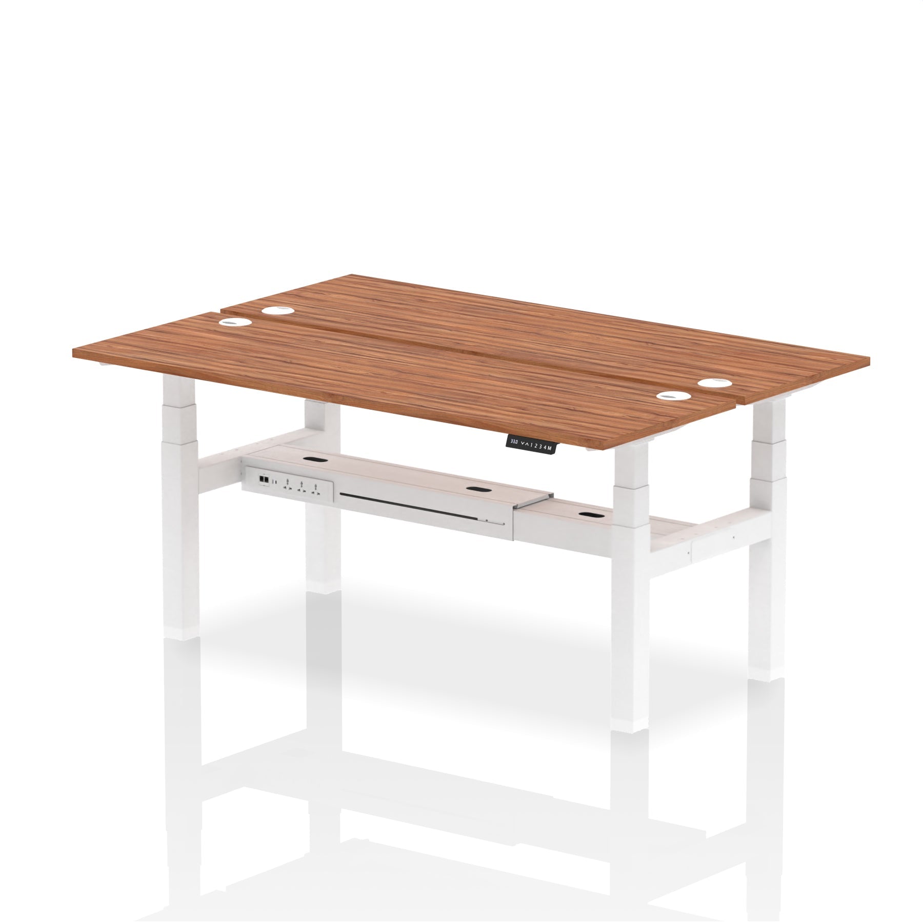 Air Back-to-Back Slimline Height Adjustable Bench Desk - 2 Person dynamic  Desk Top  Walnut Width 180cm