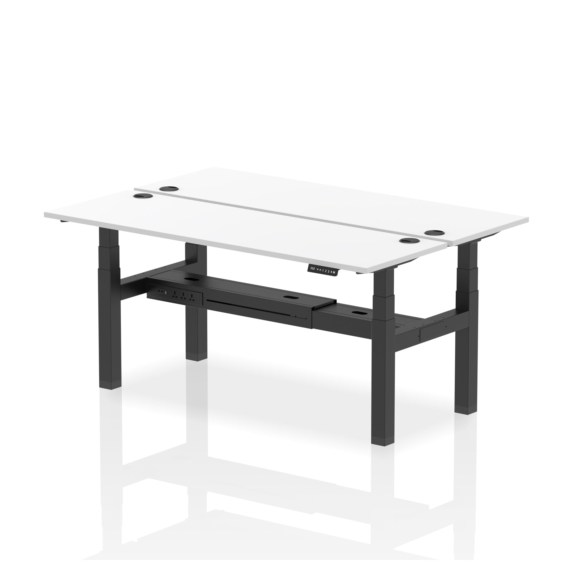 Air Back-to-Back Slimline Height Adjustable Bench Desk - 2 Person dynamic  Desk Top  White Width 180cm