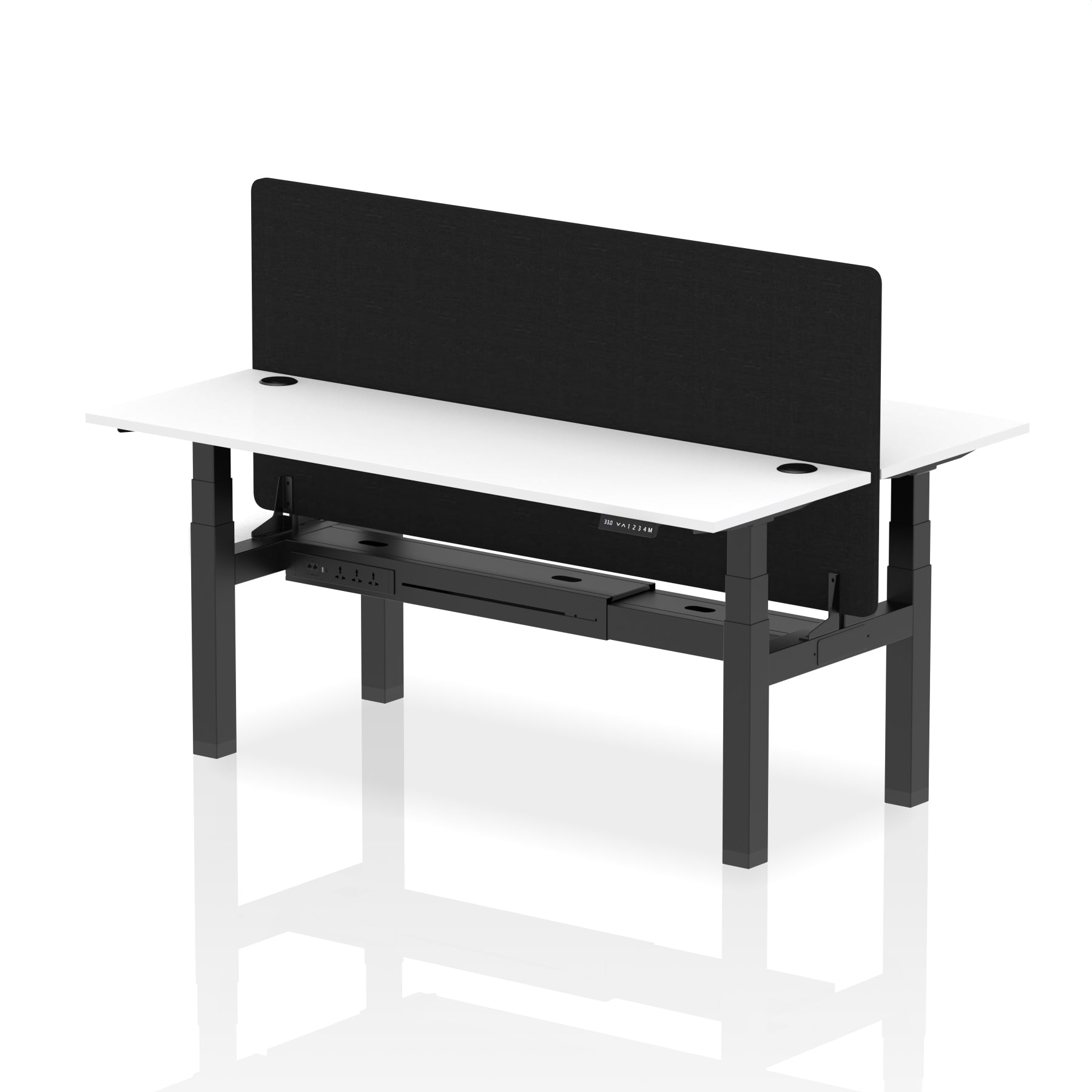 Air Back-to-Back Height Adjustable Bench Desk - 2 Person Black Screen dynamic  Desk Top  White Width 180cm