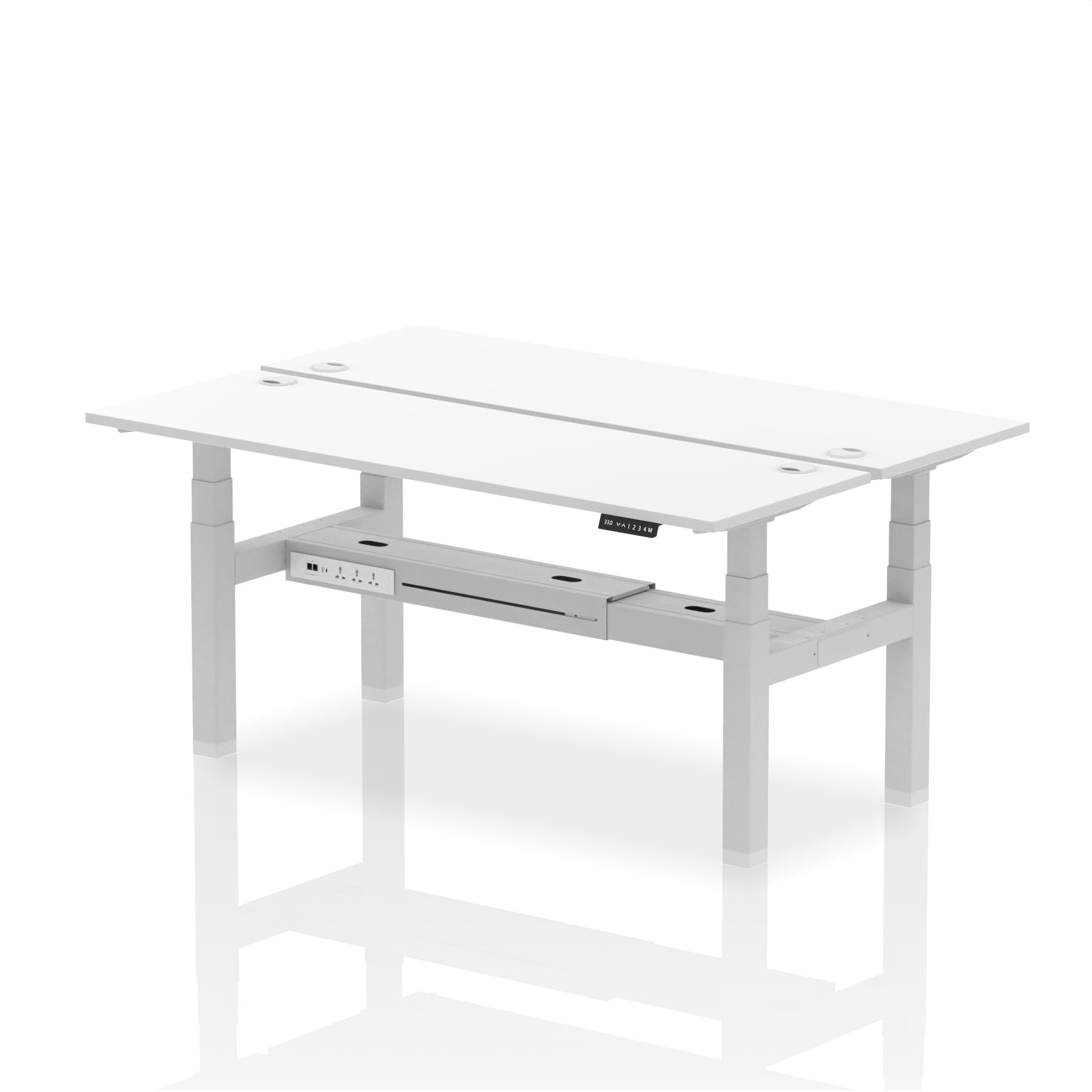 Air Back-to-Back Slimline Height Adjustable Bench Desk - 2 Person dynamic  Desk Top  White Width 180cm