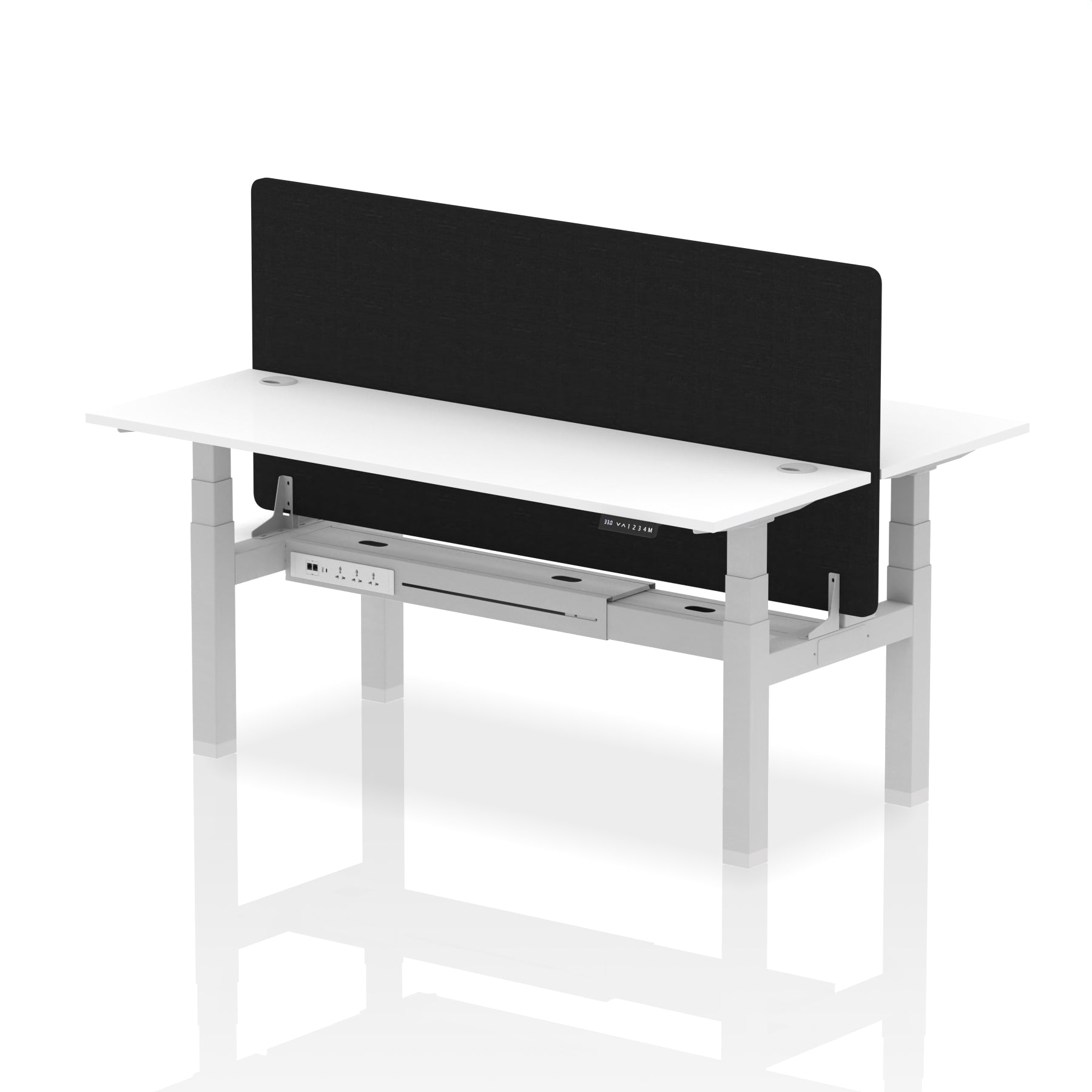 Air Back-to-Back Height Adjustable Bench Desk - 2 Person Black Screen dynamic  Desk Top  White Width 180cm