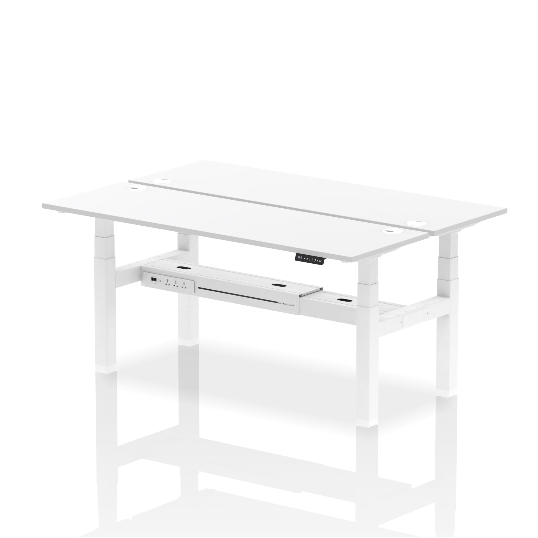 Air Back-to-Back Slimline Height Adjustable Bench Desk - 2 Person dynamic  Desk Top  White Width 180cm