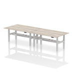 Air Back-to-Back Slimline Height Adjustable Bench Desk - 4 Person dynamic  Desk Top  Grey Oak Width 180cm