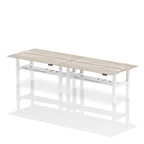Air Back-to-Back Slimline Height Adjustable Bench Desk - 4 Person dynamic  Desk Top  Grey Oak Width 180cm