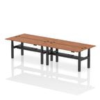 Air Back-to-Back Slimline Height Adjustable Bench Desk - 4 Person dynamic  Desk Top  Walnut Width 180cm