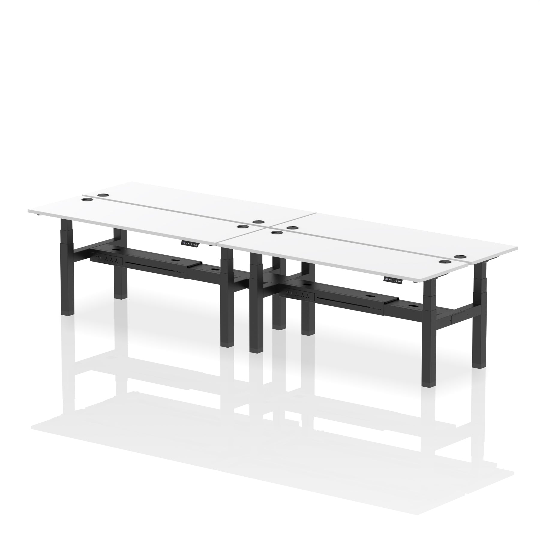 Air Back-to-Back Slimline Height Adjustable Bench Desk - 4 Person dynamic  Desk Top  White Width 180cm