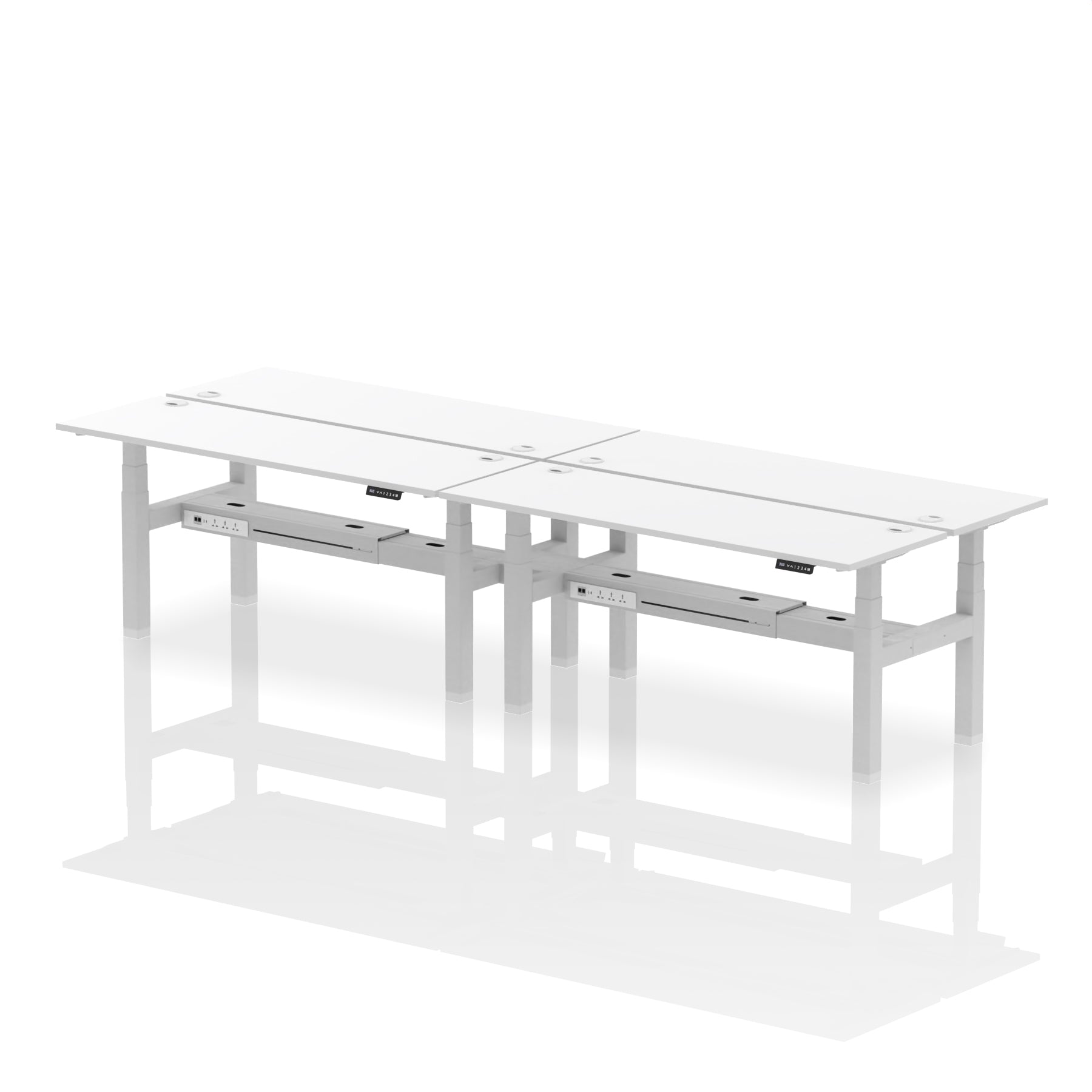 Air Back-to-Back Slimline Height Adjustable Bench Desk - 4 Person dynamic  Desk Top  White Width 180cm