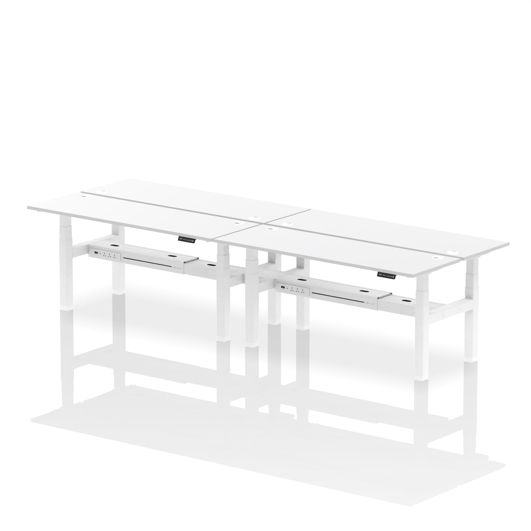 Air Back-to-Back Slimline Height Adjustable Bench Desk - 4 Person dynamic  Desk Top  White Width 180cm