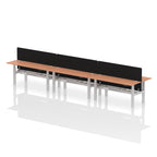 Air Back-to-Back Height Adjustable Bench Desk - 6 Person Black Screen dynamic  Desk Top  Beech Width 180cm