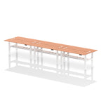 Air Back-to-Back Slimline Height Adjustable Bench Desk - 6 Person dynamic  Desk Top  White Width 160cm