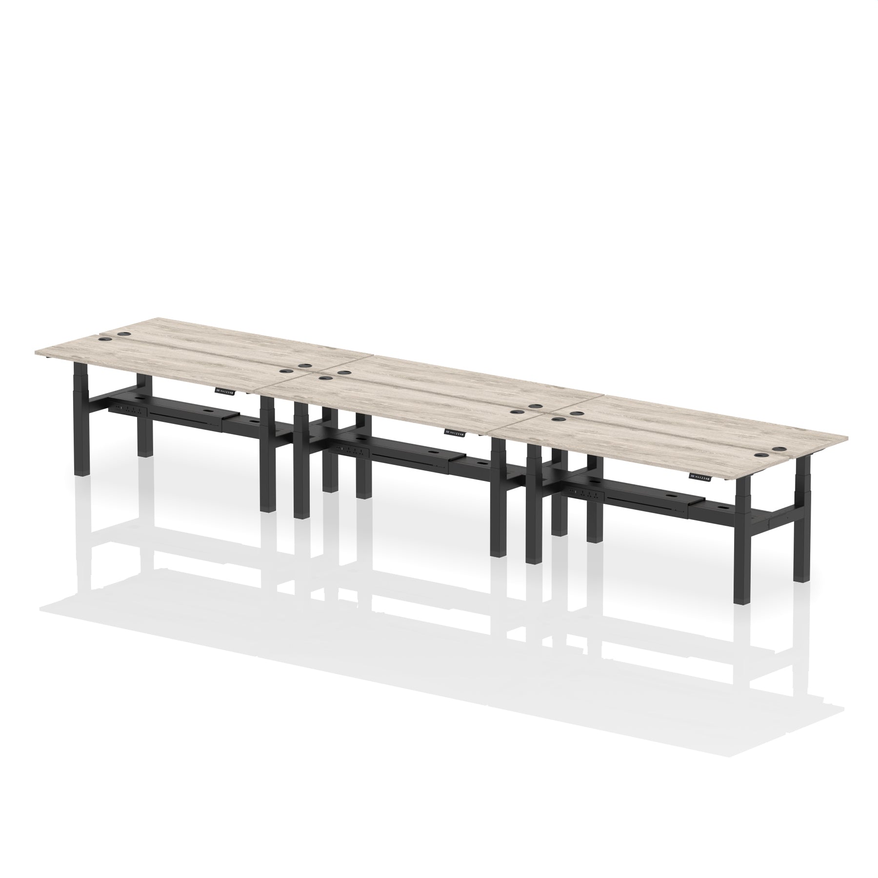 Air Back-to-Back Slimline Height Adjustable Bench Desk - 6 Person dynamic  Desk Top  White Width 160cm