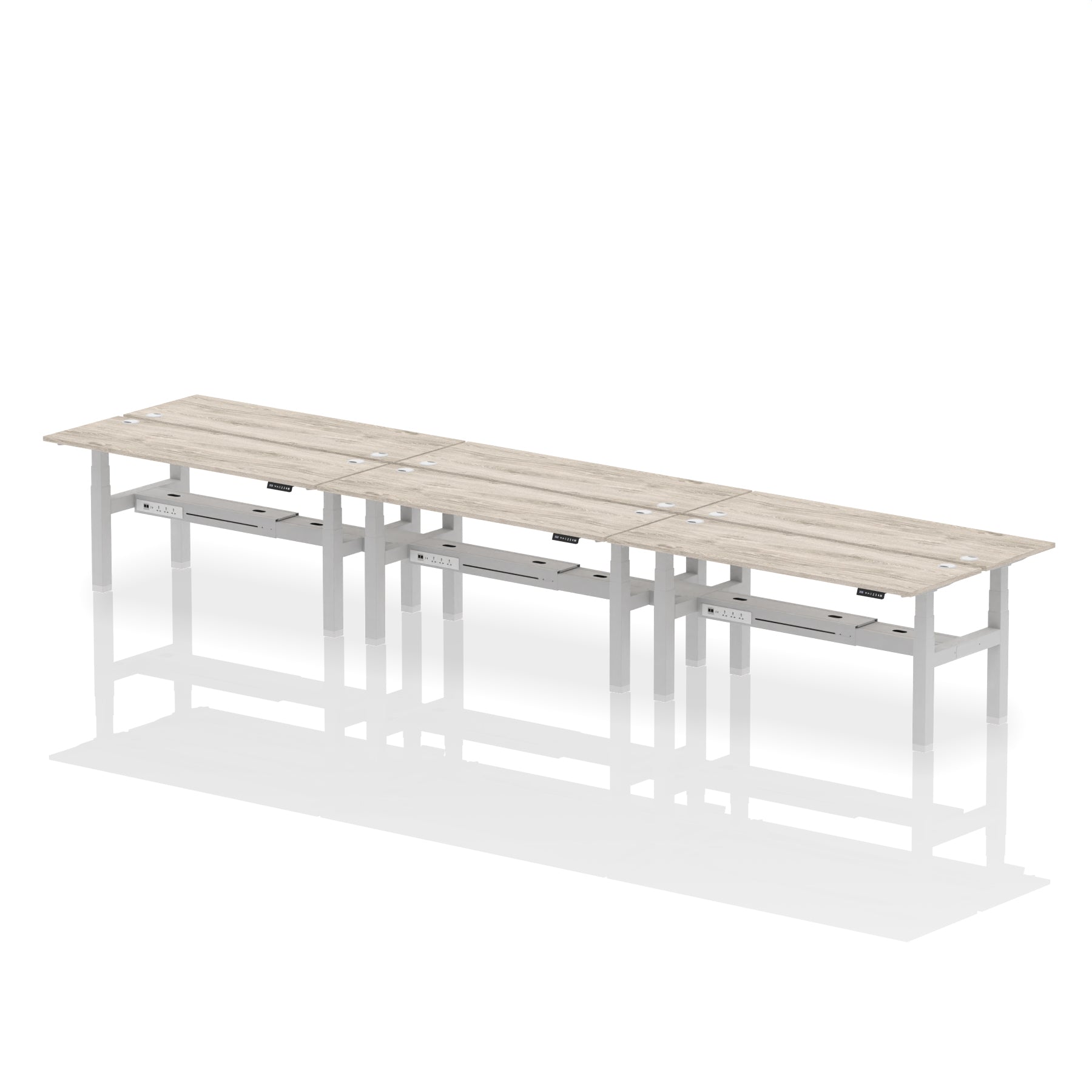 Air Back-to-Back Slimline Height Adjustable Bench Desk - 6 Person dynamic  Desk Top  White Width 160cm