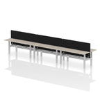 Air Back-to-Back Height Adjustable Bench Desk - 6 Person Black Screen dynamic  Desk Top  Grey Oak Width 180cm